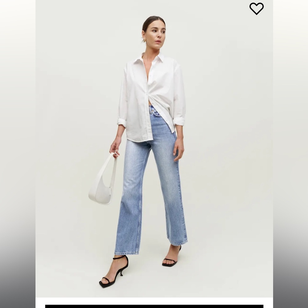 Reformation Wilder High Rise Wide Leg Cropped Jeans Blue - Size 28